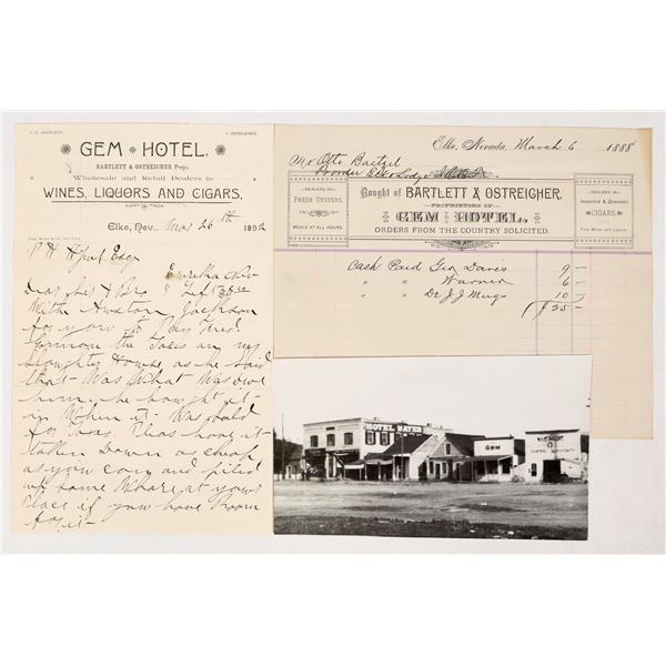 Bartlett & Ostreicher Gem Hotel Elko, Nevada Billheads [206530]