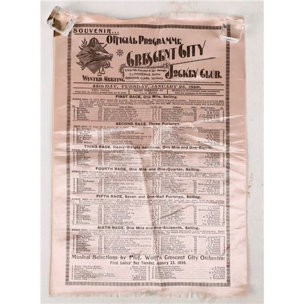 Crescent City Jockey Club Official Souvenir Silk Broadside, 1898 [207322]