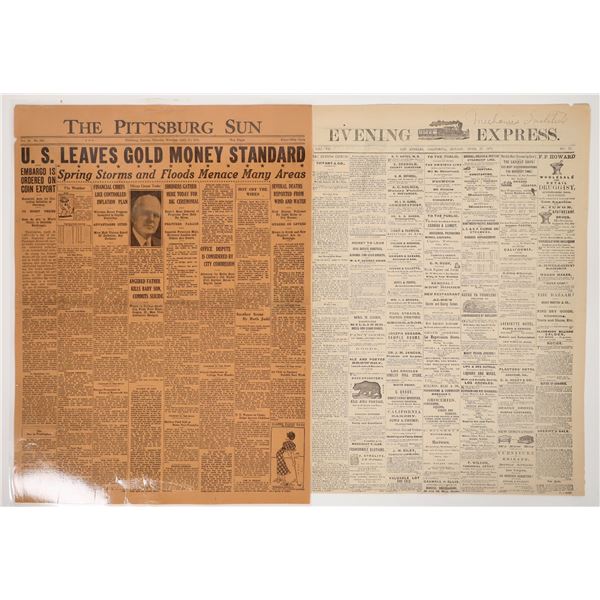 Vintage Newspaper Pages (2): US Leaves Gold Standard [194684]