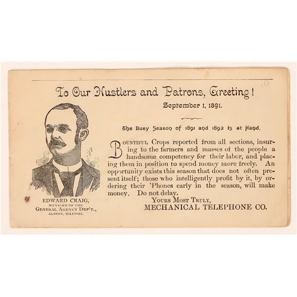 Early Telephone Advertising Brochure, 1891 [189147]