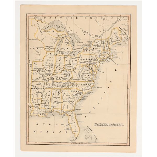 Antique 1843 Map of the Eastern & Southern US [201360]