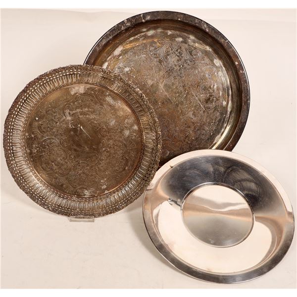 Silver Plate Round Serving Trays (3)  [183197]