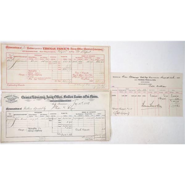 Assays From Thomas Price of San Francisco 1879, 1883, 1889 [194544]