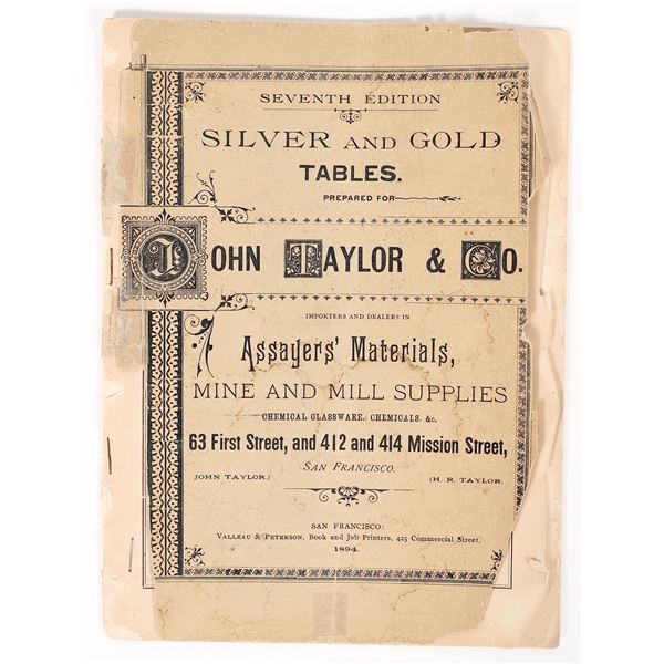 John Taylor & Co. Catalog and Assay Tables for Silver c. 1894 [194254]