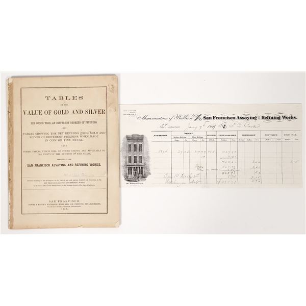 Memorandum of Bullion, Tables of Value San Francisco Assaying and Refining Works,1867 [194253]