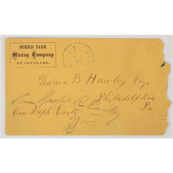 Norris Park Mining Co. Cover, Hamilton, C.T. cancel, c1860s [188799]