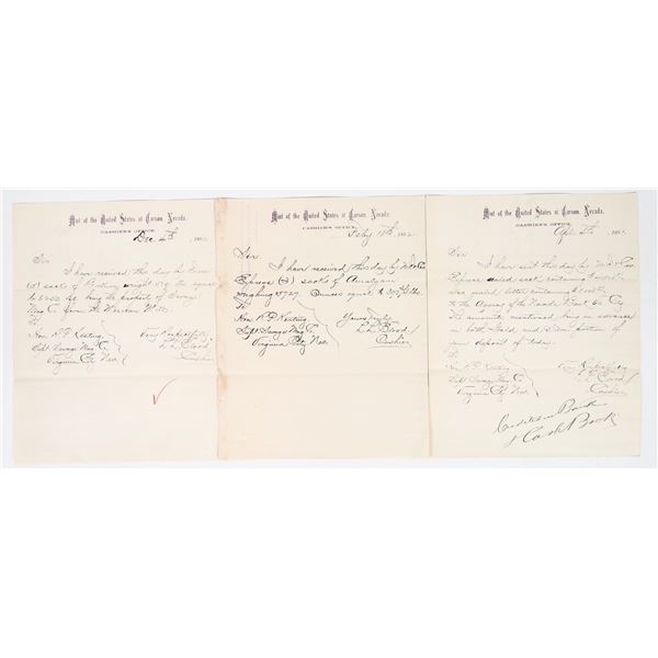 Carson City Mint Letterheads for Comstock Mine Deposits [202723]
