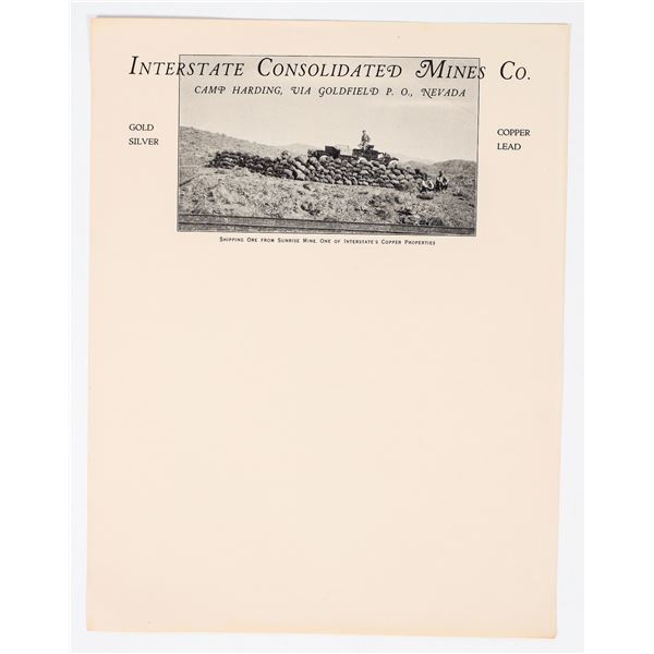 Rare Photographic Mine Letterhead for Camp Harding, Nevada [202724]