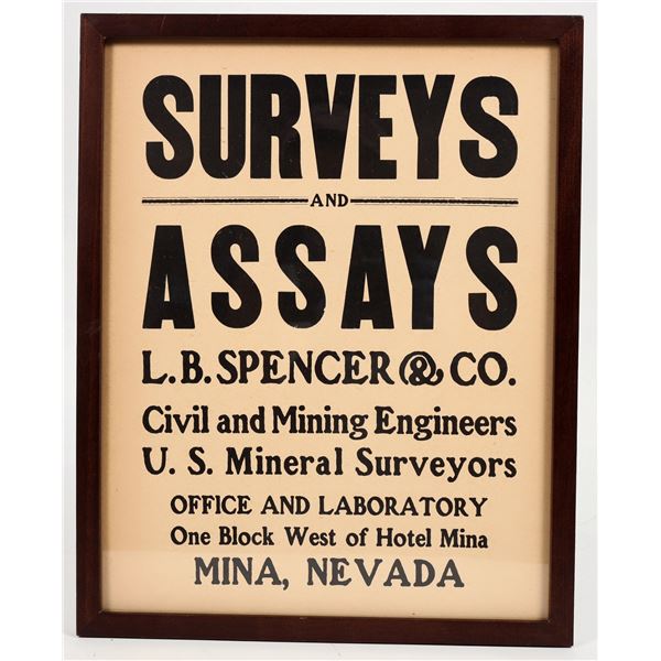 Mina, NV Assaying Broadside, c. 1910s-1930s [203913]