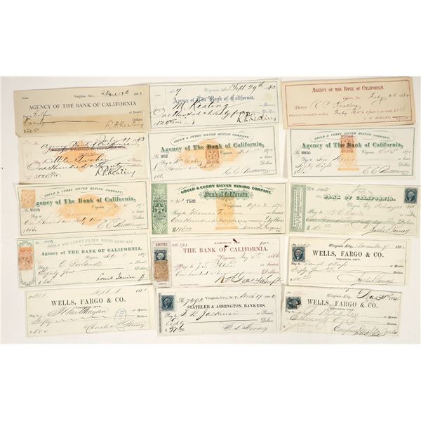 Fifteen Different Virginia City, Nevada Mining Checks (1860s-80s) [202048]
