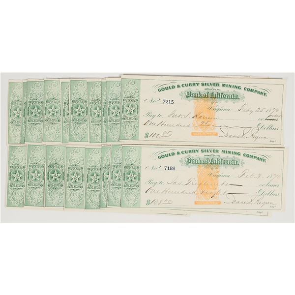 Gould & Curry Mining Checks with RN-B & Printed Green NV Stamps (20) [201972]