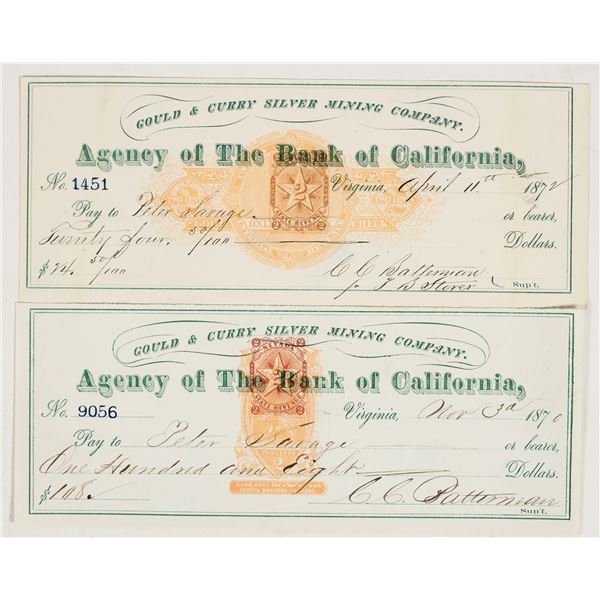 Gould & Curry Mining Revenue Check Pair Issued to the Same Miner [200786]