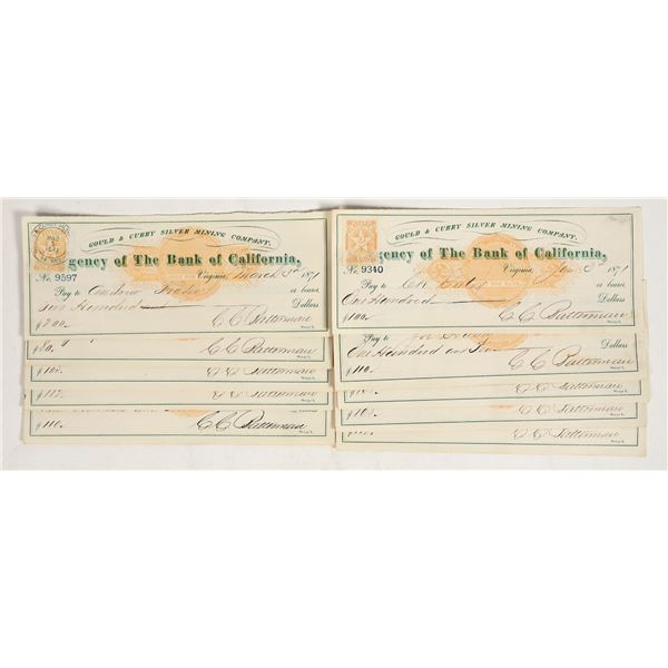 Gould & Curry Silver Mining Check Collection Signed by CC Batterman (10) [198233]