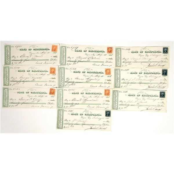 Gould & Curry Silver Mining Check Group from the 1860s (Janin, Bonner supts.) (10) [201638]