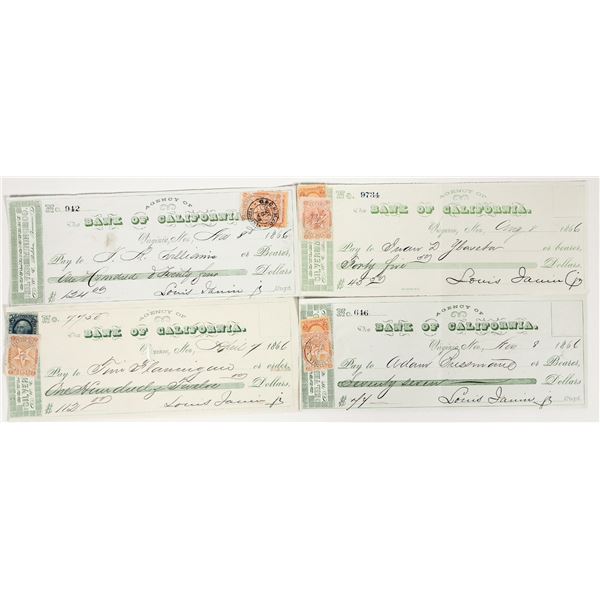 Gould & Curry Silver Mining Checks (4 Different Cancel Types) [204128]