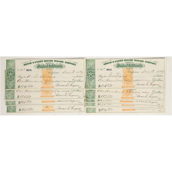 Gould & Curry Silver Mining Company Check Group Signed by Isaac Requa, RN-B (10) [192899]