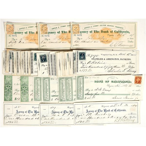 Large Virginia City, Nevada Mining Check Collection [201639]