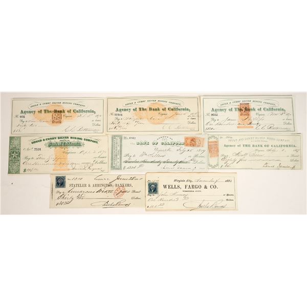 Nine Different Gould & Curry Mining Checks incl. RN & Territorial [202040]