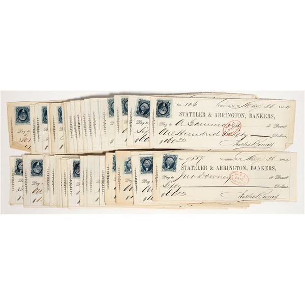 Stateler & Arrington Checks w/ Red Cancels, Gould & Curry, Nevada Territory (50) [201966]