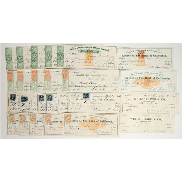 Virginia City, Nevada Comstock Mining Check Collection (Rare RN, Territorial) [201957]