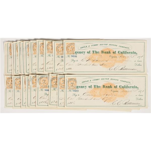 Virginia City, Nevada Gould & Curry Mine RN-C Check Collection (25) [201974]