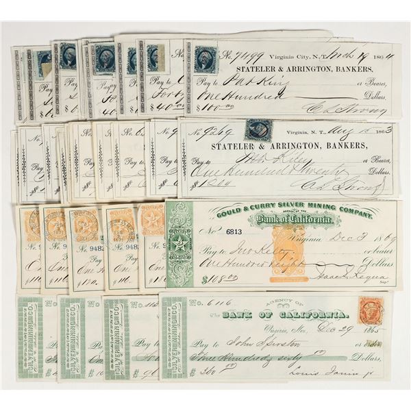 Virginia City, Nevada Gould & Curry Mining Check Collection (36) incl. RN [201695]
