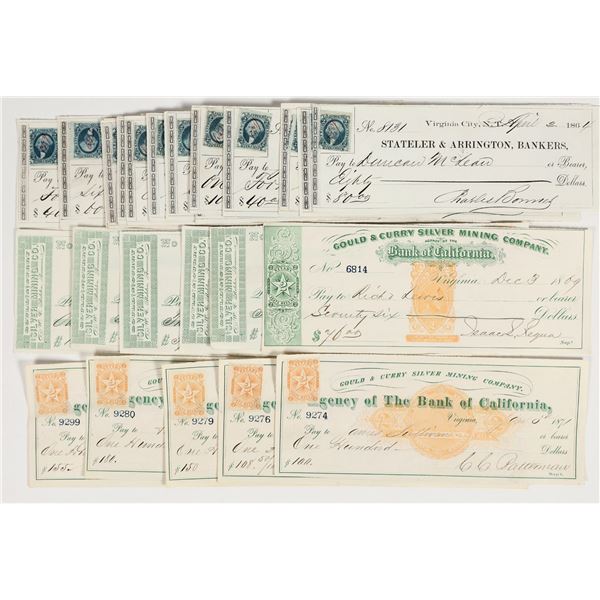 Virginia City, Nevada Gould & Curry Mining Check Collection (36) incl. RN [201696]