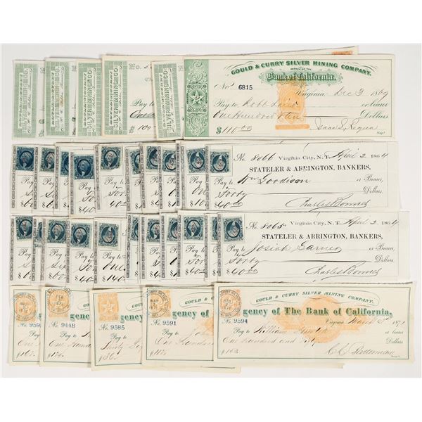 Virginia City, Nevada Gould & Curry Mining Check Collection (36) incl. RN [201697]