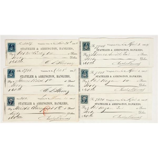 Virginia City, Nevada Territory Checks Issued to Miners with the Same Name [198238]