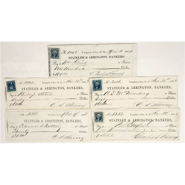 Virginia City, Nevada Territory Checks Issued to Miners Working at Two Mines [200348]