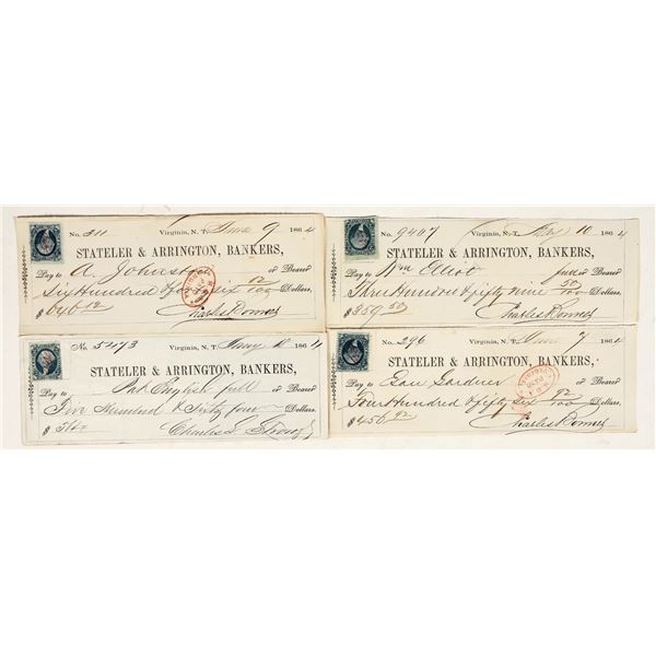 Virginia City, Nevada Territory Checks Issued to Miners Working at Two Mines [200349]