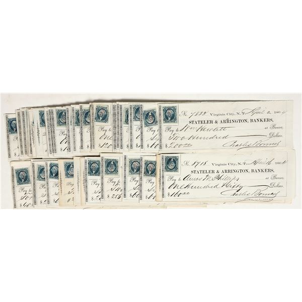 Virginia City, Nevada Territory Gould & Curry Mill Worker Check Collection (50) [200351]