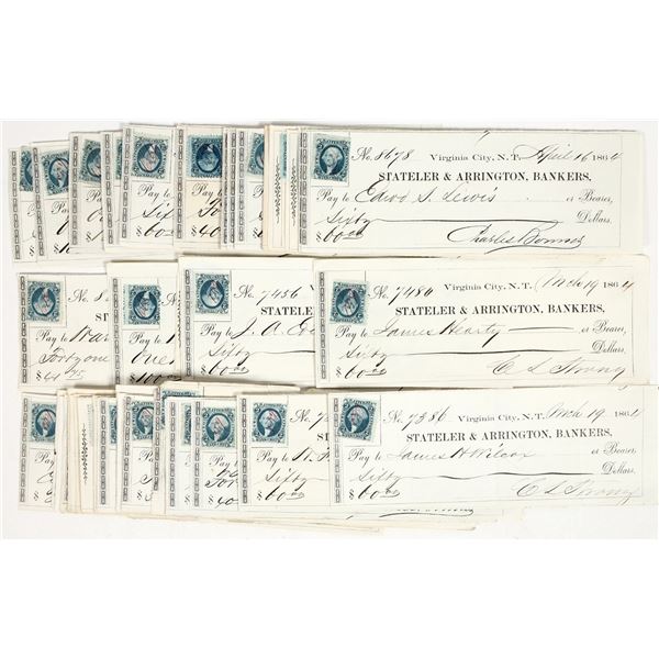 Virginia City, Nevada Territory Gould & Curry Mill Worker Check Collection (50) [200790]