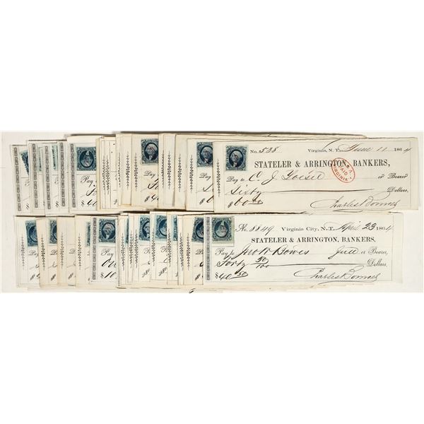 Virginia City, Nevada Territory Gould & Curry Miner Check Collection (50) [200350]