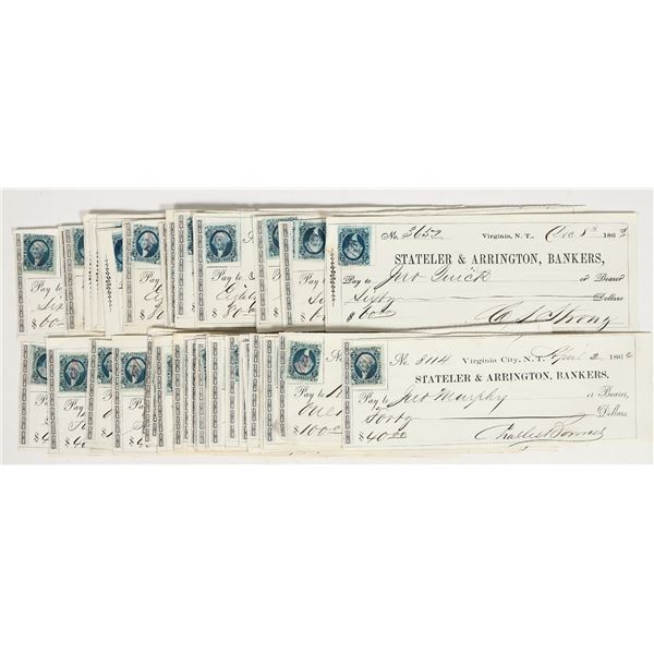 Virginia City, Nevada Territory Gould & Curry Miner Check Collection (50) [200791]