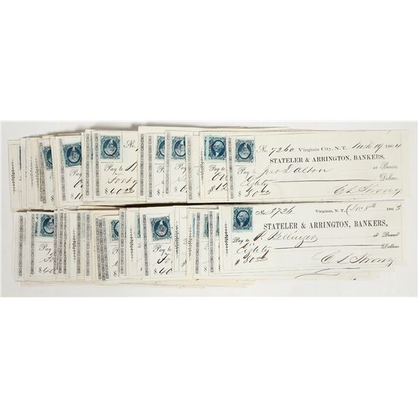 Virginia City, Nevada Territory Gould & Curry Silver Mining Check Collection (100) [201895]