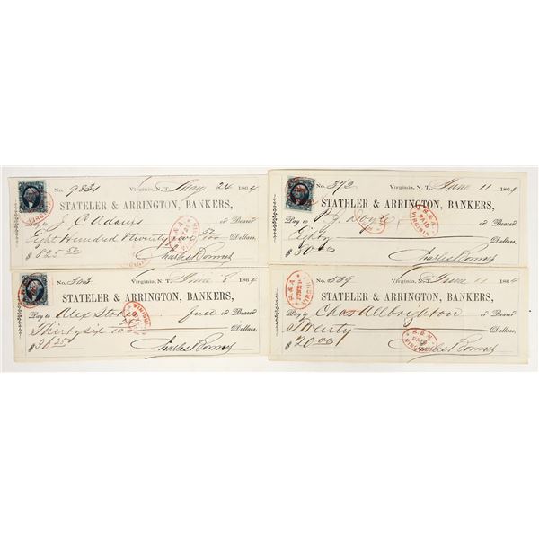 Virginia City, Nevada Territory Mining Check Red Cancel Group [201743]