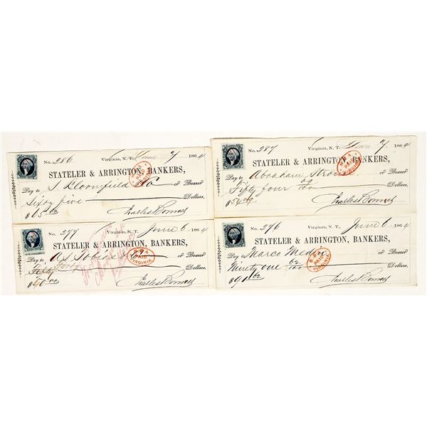 Virginia City, Nevada Territory Mining Checks to Grocers & Liquor Merchants [200346]