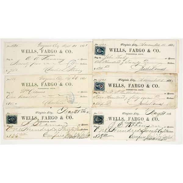 Virginia City, Nevada Territory Wells Fargo Check Group (6) [201975]