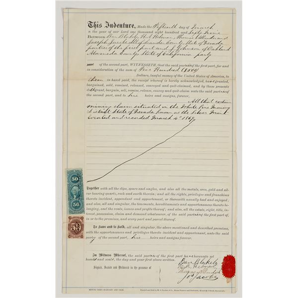 White Pine County, Nevada Mining Deed, 1869 [205259]