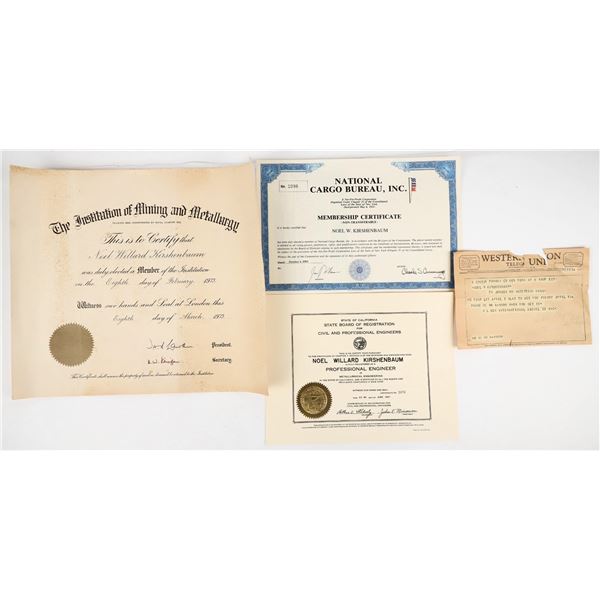 Mining Certificates for Noel Kirschenbaum  [206875]