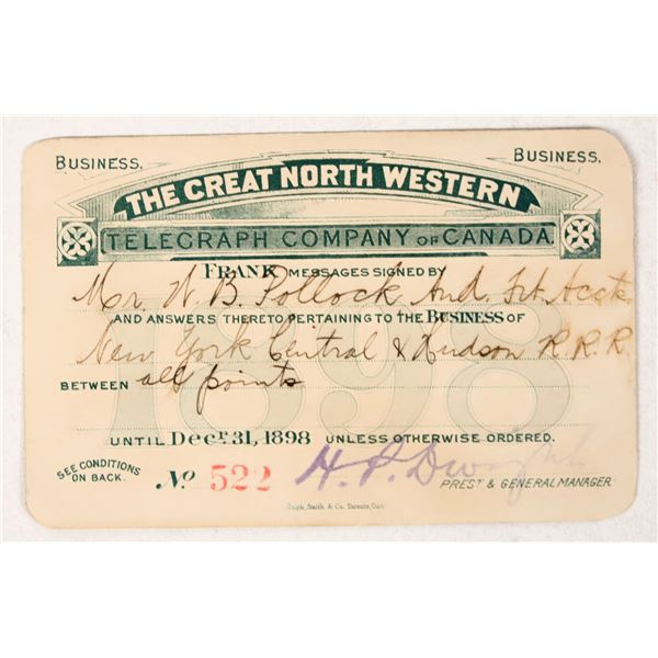 Great North Western Telegraph Company of Canada Pass [205278]