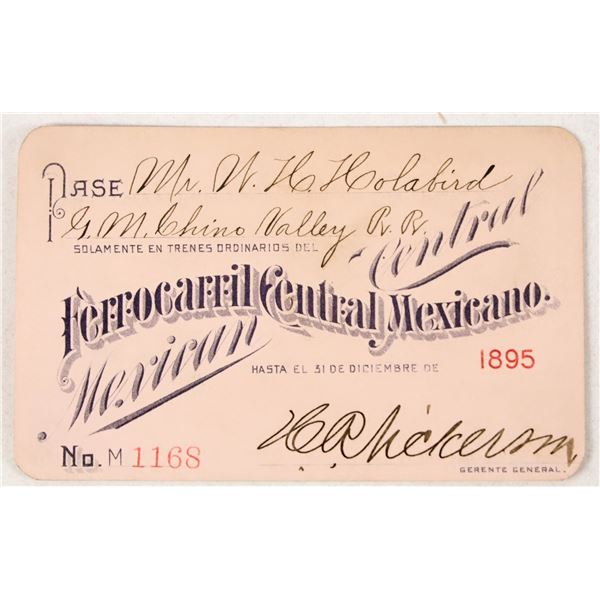 Ferrocarril Central Mexicano / Mexican Central Railroad Annual Pass, 1895 [207334]