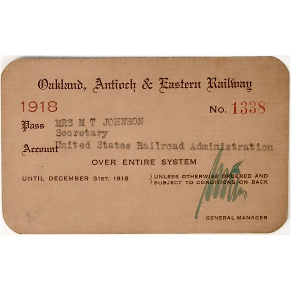 Oakland, Antioch & Eastern Railway Pass [205285]