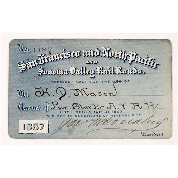 San Francisco and North Pacific and Sonoma Valley Railroads Pass [205282]