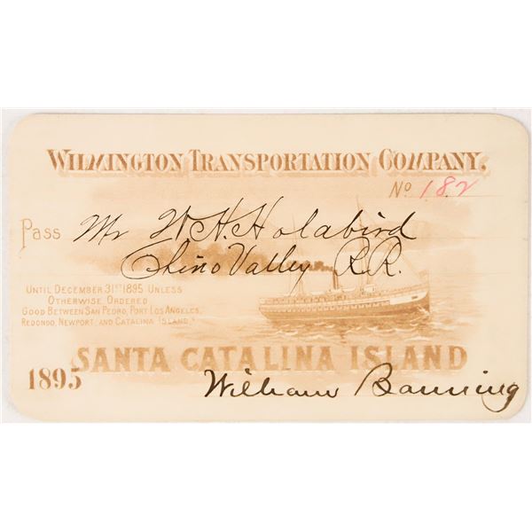Wilmington Transportation Co. Annual Pass, 1895, Santa Catalina Island [207332]