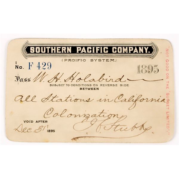 Southern Pacific Railroad Company Annual Pass for California, 1895 [207336]