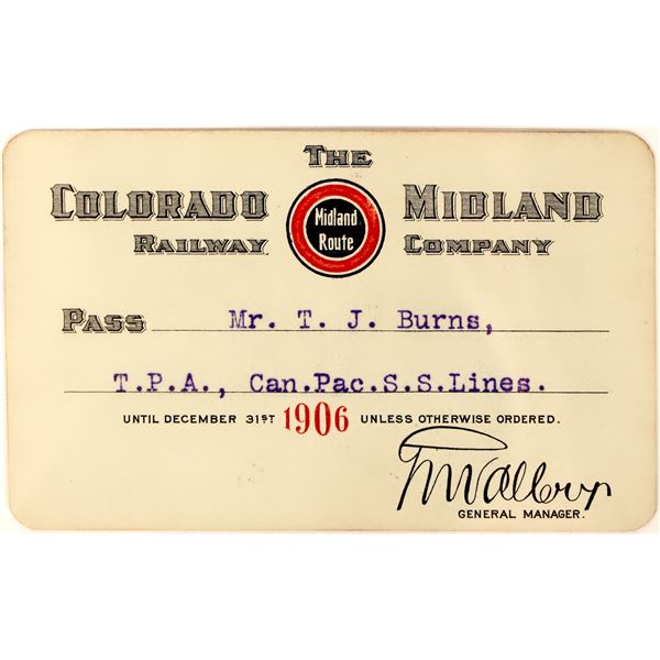 Colorado Midland Railway Co. Annual Pass 1906 [183445]