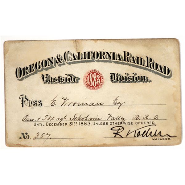 Oregon & California Railroad Eastside Division Annual Pass, 1883 [182552]