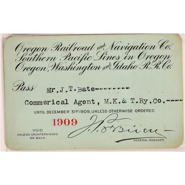 Oregon Railroad & Navigation Co. Annual Pass, 1909 [172092]
